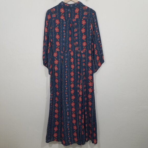 Lulus Floral Striped Button Front Maxi Dress with Pockets Size L - Picture 6 of 7